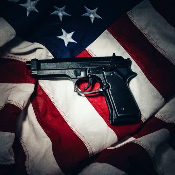 Gun on US flag